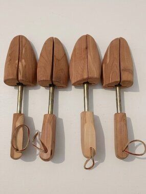 Vintage Wooden Shoe Trees LOT Men's Adjustable Shoe Keepers by Rochester Cedar